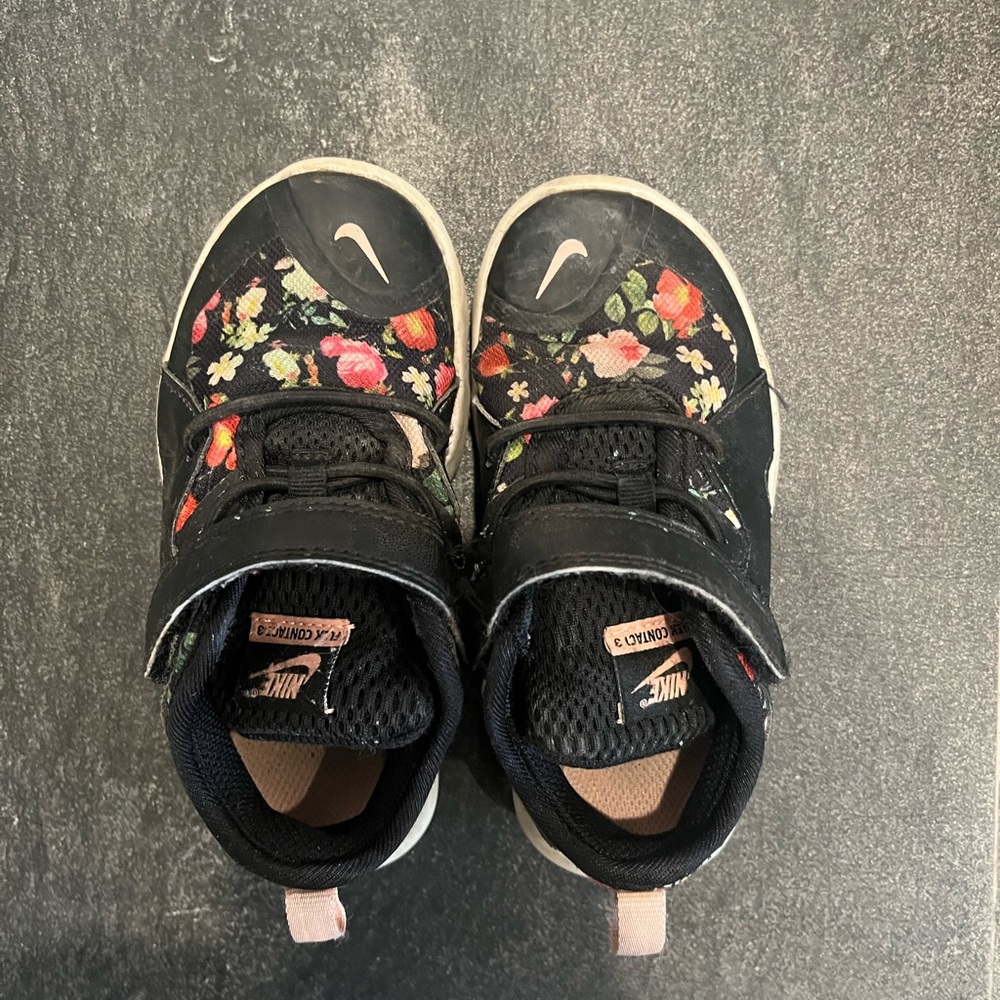Black Floral Kids Nikes